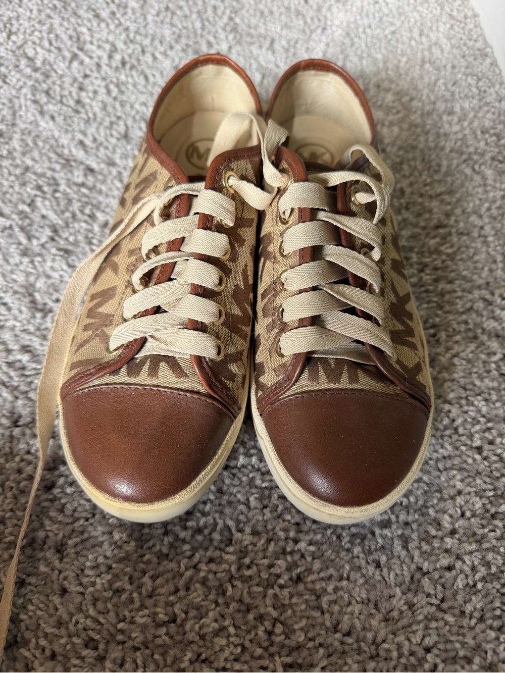Michael Kors Brown & Cream Logo Low-Top Sneakers